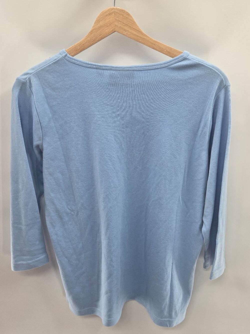 Quacker Factory Blue Sequin Rhinestone 3/4 Sleeves Top Size Small - Picture 2 of 12